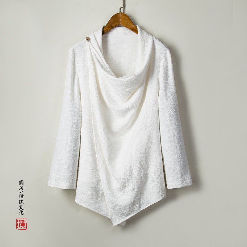 Autumn and Winter New Chinese Style Cotton Linen Men's Mid-length Jacquard Coat