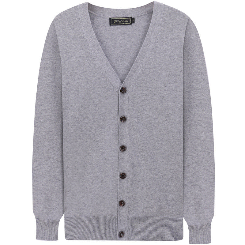 Spring and Autumn New Knitted Sweater Men's Cardigan Thin Sweater Solid Color Young Men's Cotton V-neck Knitted Jacket