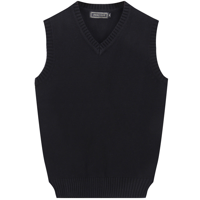 Autumn and winter sweater waistcoat men's Korean-style slim-fit solid color youth V-neck sleeveless sweater vest men's cotton sweater