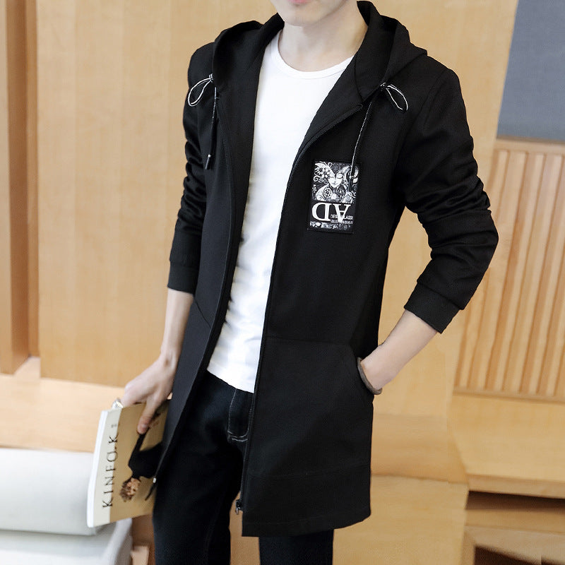 Autumn Men's Jacket Coat Men's Korean-style Slim-fit Mid-length Coat Trendy Handsome Men's Outerwear Autumn Jacket