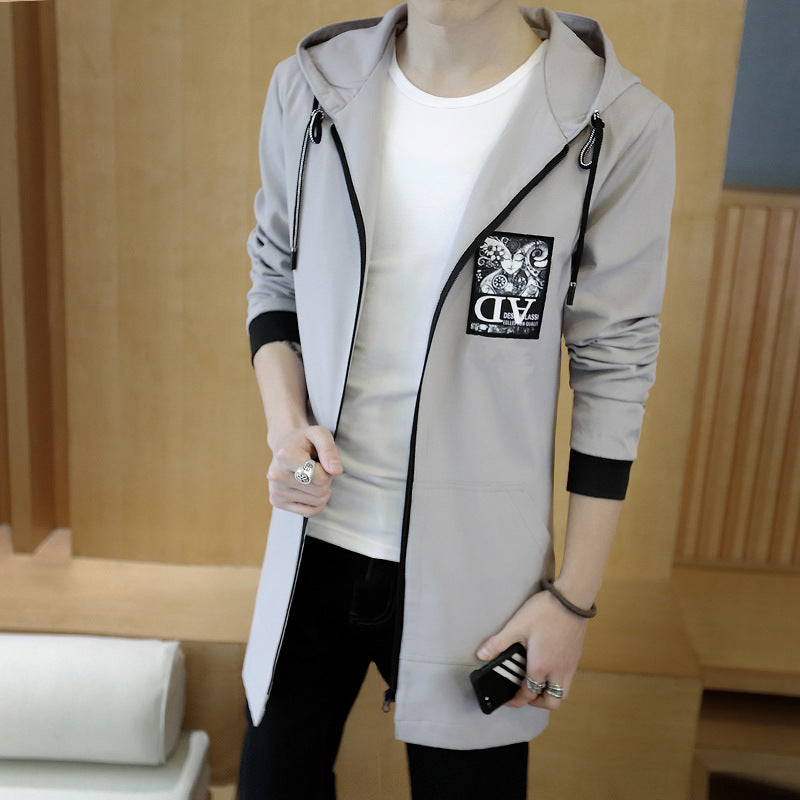 Autumn Men's Jacket Coat Men's Korean-style Slim-fit Mid-length Coat Trendy Handsome Men's Outerwear Autumn Jacket