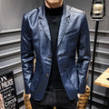 Leather Men's Autumn and Winter Korean Style Trendy Slim Fit Men's Coat Young Men's Leather Jacket Handsome Lapel Top