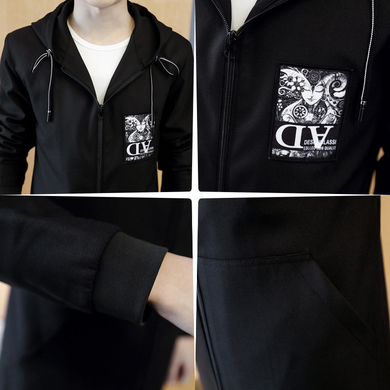 Autumn Men's Jacket Coat Men's Korean-style Slim-fit Mid-length Coat Trendy Handsome Men's Outerwear Autumn Jacket