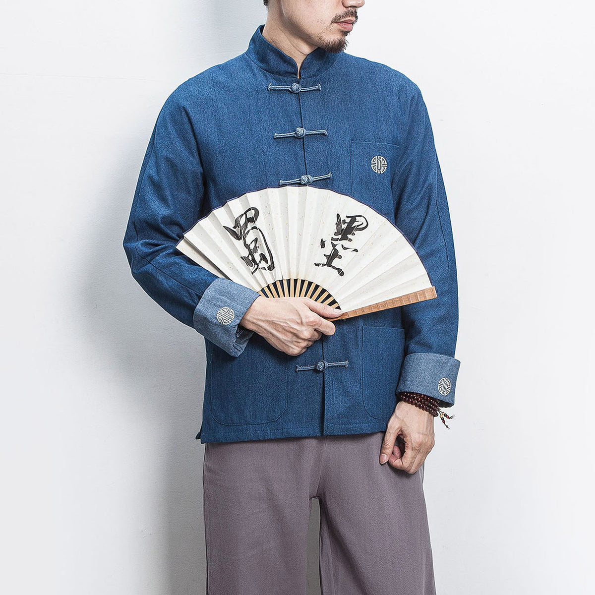Autumn and Winter Men's / women's Jacket 2018 Chinese Style Men's/ women's Denim Jacket Buckle Retro Men's Top Wholesale