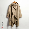 Autumn 2018 New Chinese Style Men's Cotton and Linen Zen Mid-length Coat Coat Linen Long-sleeved Cloak for Men