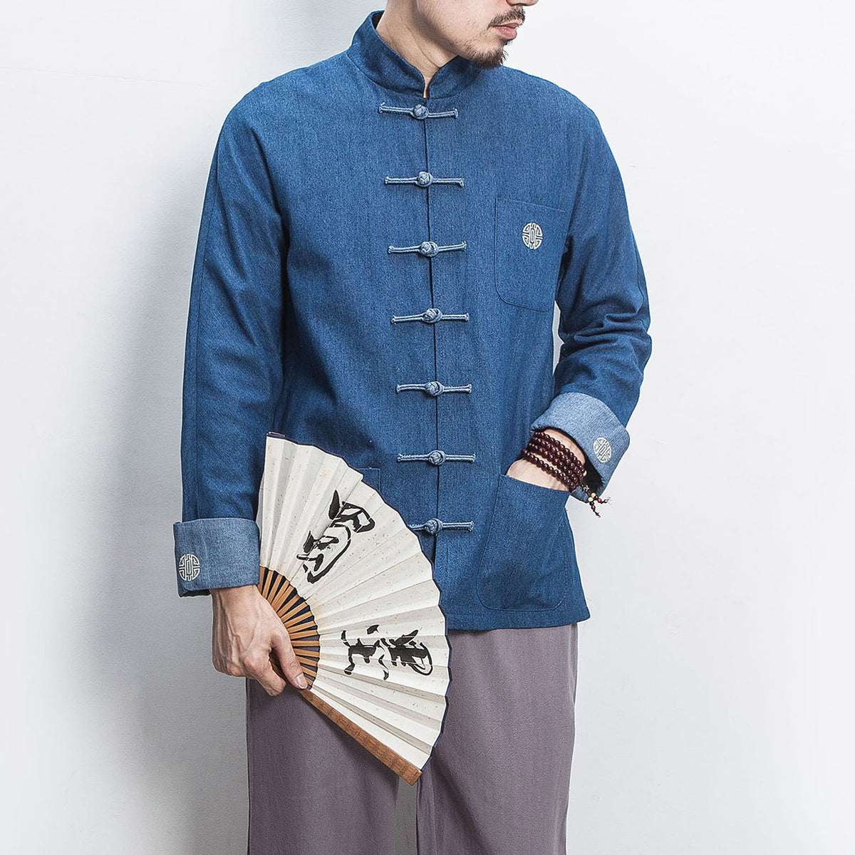 Autumn and Winter Men's / women's Jacket 2018 Chinese Style Men's/ women's Denim Jacket Buckle Retro Men's Top Wholesale