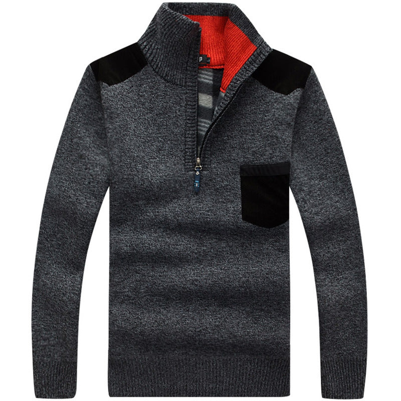 2024 Autumn and Winter Men's Pullover Sweater Stand Collar Large Size Thickened Sweater Teenagers Turtleneck Loose Sweater Men
