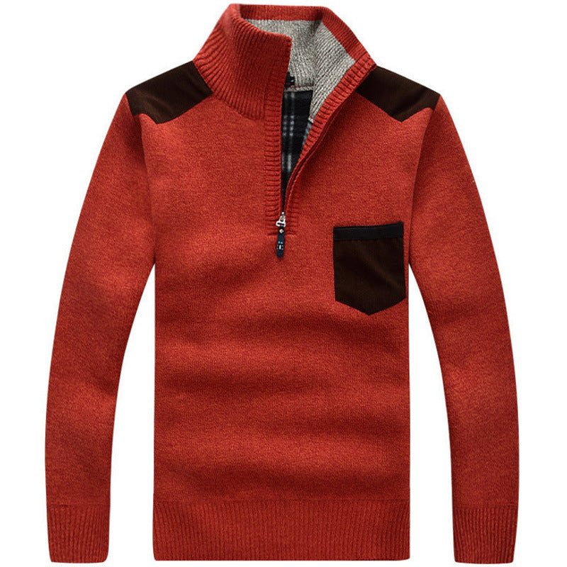 2024 Autumn and Winter Men's Pullover Sweater Stand Collar Large Size Thickened Sweater Teenagers Turtleneck Loose Sweater Men