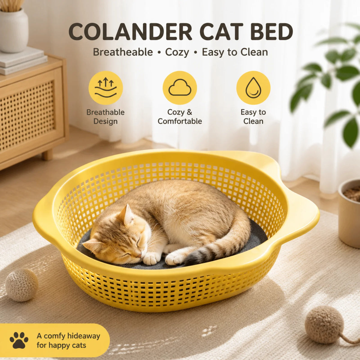 Pet Cat Bed Breathable Thickened Cat Basket with Mat Summer Cooling Indoor Pet Bedding Comfortable Soft Mat for Cats