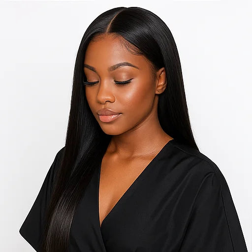 Bone Straight Black Wig 13x4 Lace Frontal Wig Virgin Cuticle Aligned Brazilian Remy Hair Natural Black Color Supplier