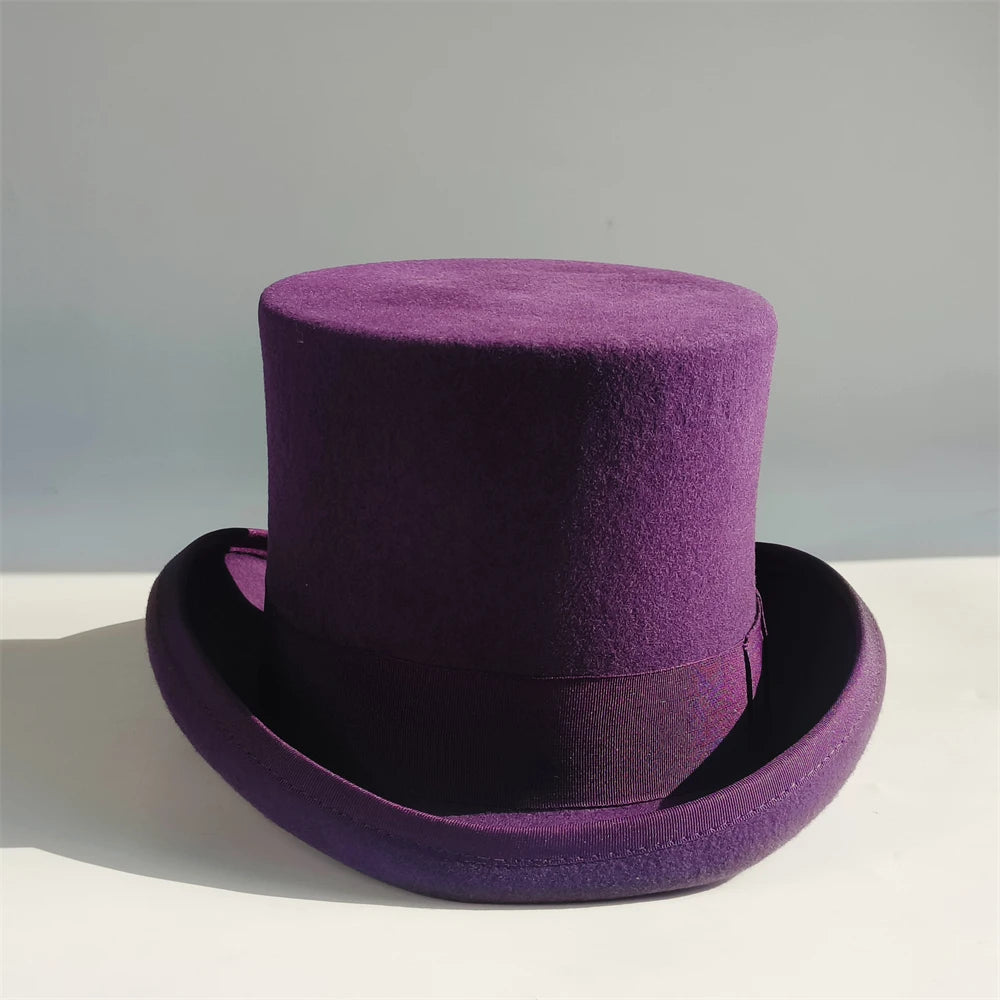 Men Top hat Magician Presidential high hat British jazz top hats male gentleman flat felt hat 2024 sombrero de copa británico