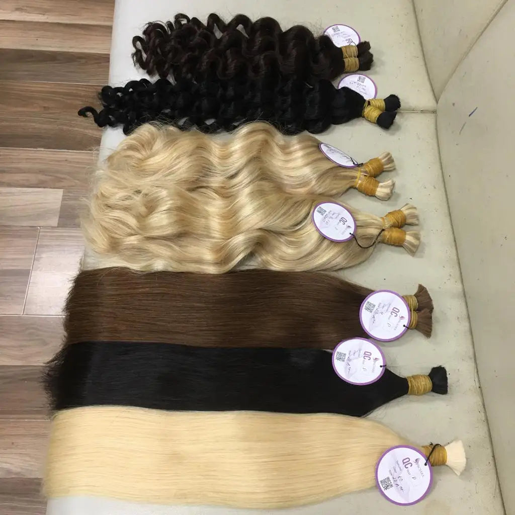 Wholesale Super Double Drawn Bulk Hair Extensions Wigs Black Women Straight Texture Vietnamese Remy Grade Human Hair 10-30"