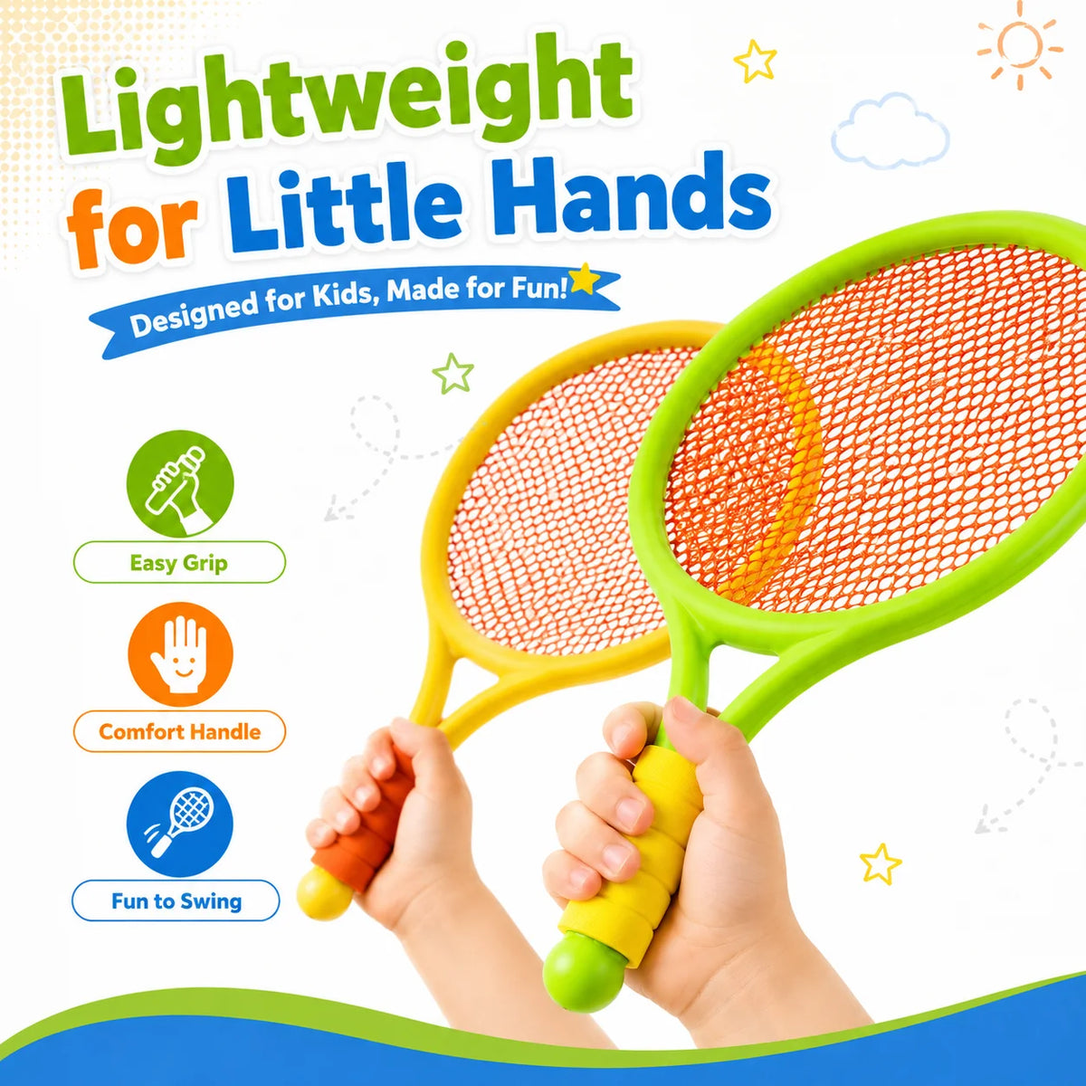 Kids Racket Set Pack Lightweight Badminton Tennis Toy with Shuttlecock Ball for Indoor Outdoor Parent Child Sports Play Gift Set