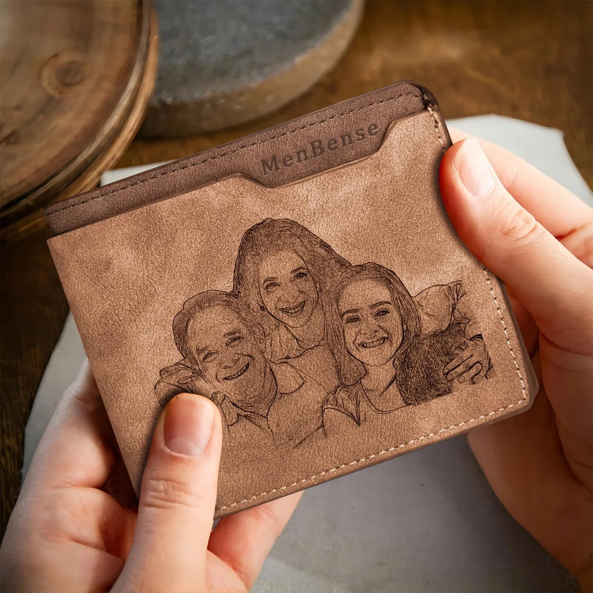 Custom Photo Wallet for Men, Personalized Engraved Picture Wallet, Father's Day Gift for Dad, Anniversary & Birthday Gift