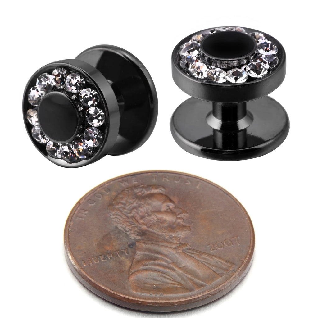 Luxury Cufflinks and Studs Set for Men,Classic Black Enamel&Crystal Tuxedo Shirt Cufflinks set for Wedding Jewelry Accessories