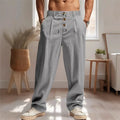 New Men's Breathable Casual Linen Trousers – Stylish Streetwear Joggers & Loose-Fit Straight-Leg Beach Pants