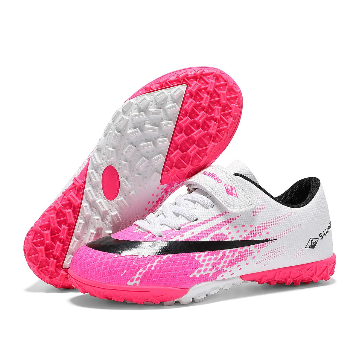 Kids TF Turf Soccer Shoes Child Outdoor Athletic Training Sports Footwear Pink Black Green 3 Colors Available for Boys Girls