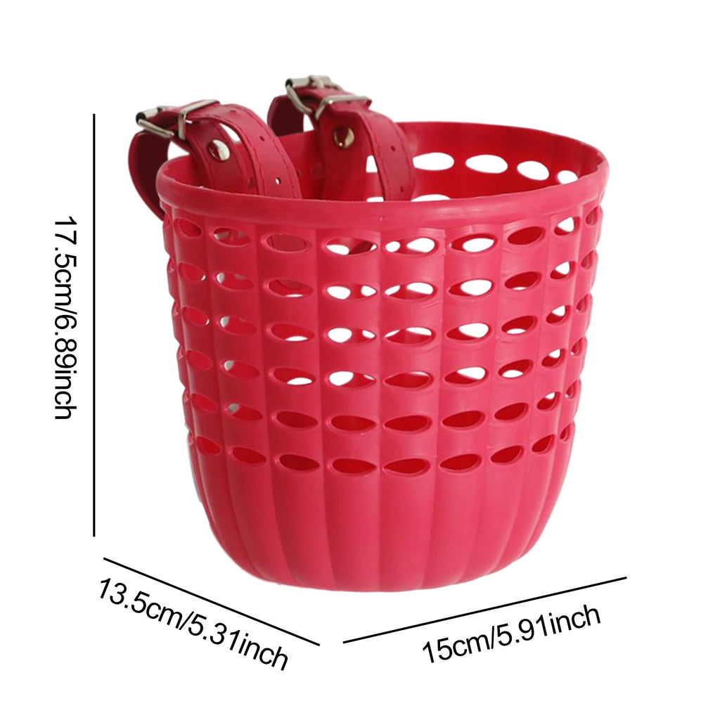 Kids Bike Basket Durable Storage Basket with Adjustable PU Straps Handlebar Basket for Children Girls Outdoor Biking Toddlers