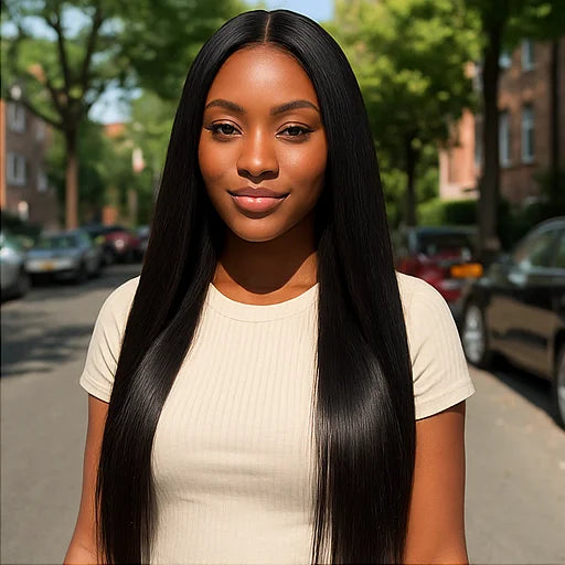 Bone Straight Black Wig 13x4 Lace Frontal Wig Virgin Cuticle Aligned Brazilian Remy Hair Natural Black Color Supplier