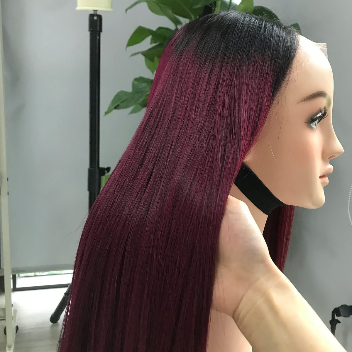 Bone Straight Red Burgundy Lace Front Wig From 100% Raw Vietnamese Human Hair Single Donor and Virgin Hair