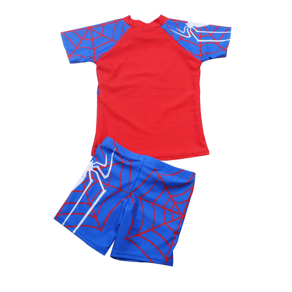 Boy Two Piece Suits Swimsuit Kid Short Sleeve Sunscreen Quick Drying Swimwear 3-10 Year Children Cool Cartoon Print Beachwear