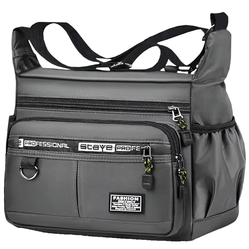 Men's Business Crossbody Bag with Multi-Layered Pockets Adjustable Shoulder Strap for Work Travel