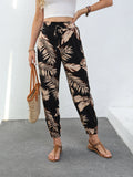 2026 Women's Fashion Summer Pocket Joggers Casual Loose Plant Print Pants Trousers