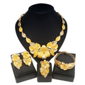 Women Jewelry Set Personality Exaggerated Gold Plated Necklace High Quality Party Earrings African Bridal Flower Bud Pendant
