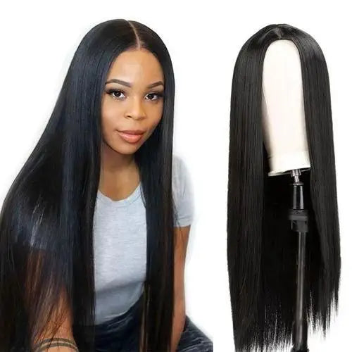 Bone Straight Black Wig 13x4 Lace Frontal Wig Virgin Cuticle Aligned Brazilian Remy Hair Natural Black Color Supplier