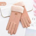 Women's Winter Suede Gloves Fleece Warm Windproof Full Finger Gloves Touchscreen Cold Weather Hiking Outdoor Sport Female Gloves