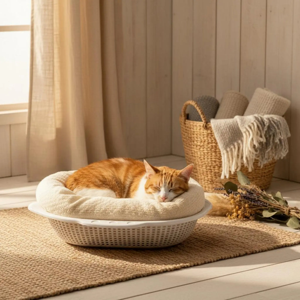 Pet Cat Bed Breathable Thickened Cat Basket with Mat Summer Cooling Indoor Pet Bedding Comfortable Soft Mat for Cats