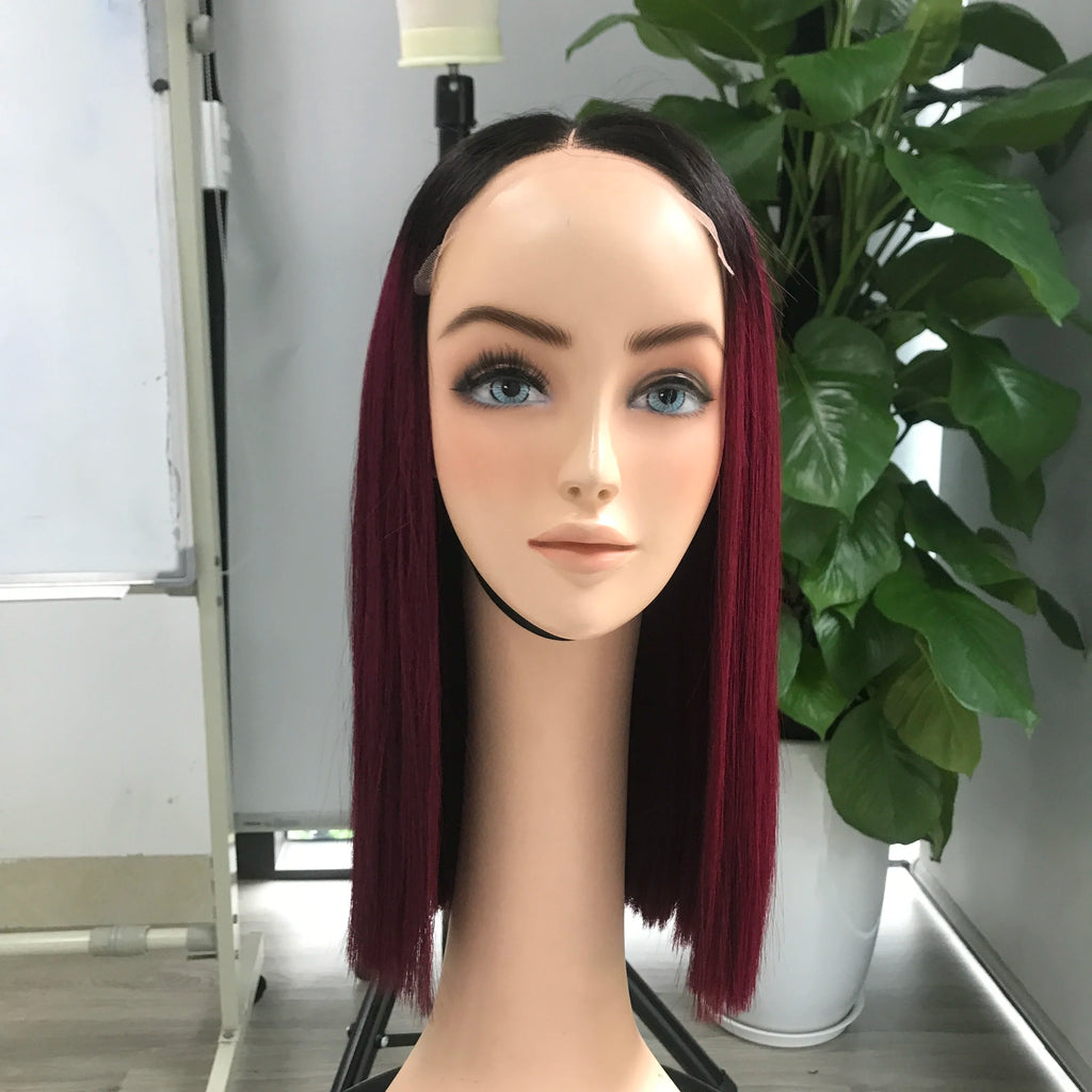 Bone Straight Red Burgundy Lace Front Wig From 100% Raw Vietnamese Human Hair Single Donor and Virgin Hair