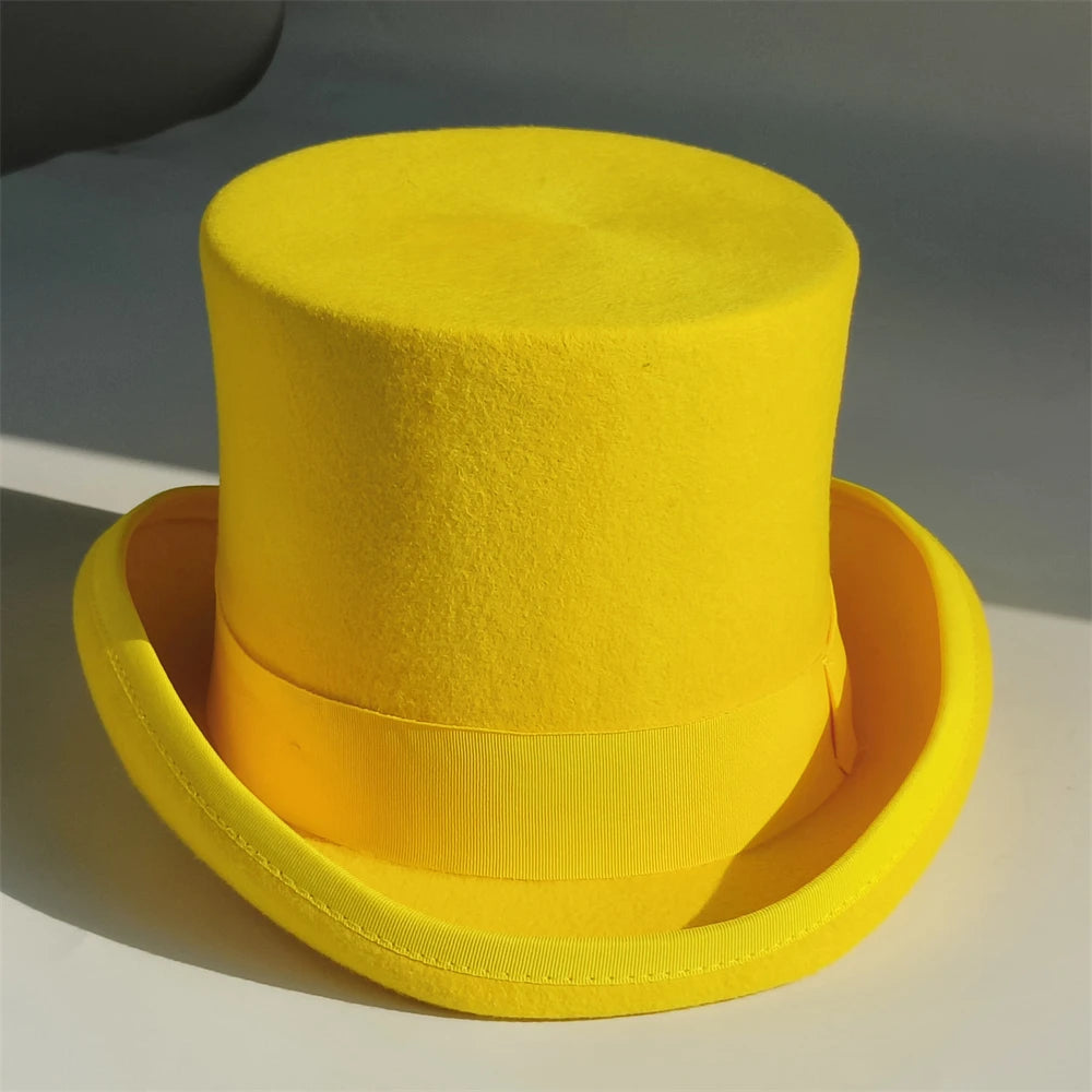 Men Top hat Magician Presidential high hat British jazz top hats male gentleman flat felt hat 2024 sombrero de copa británico