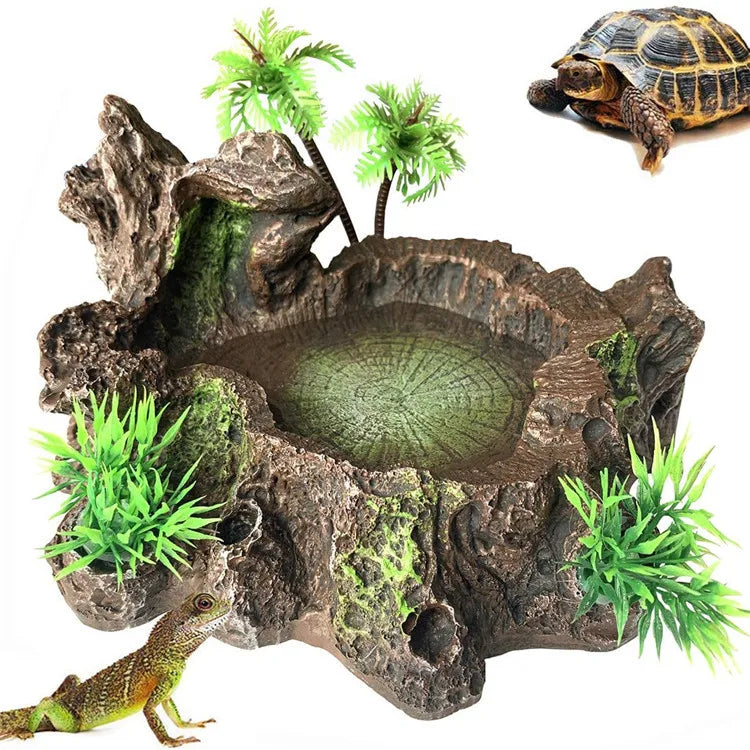 Pets Feeding Plate - Non- Reptile Bowl Resin Dish Suitable for Reptile Small Animals, Tortoise, , Frog, Gecko, Scorpion