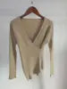 3, 2025 Autumn Women's New V-neck Sweater Long-sleeved Slim Knit Top Inner Shirt