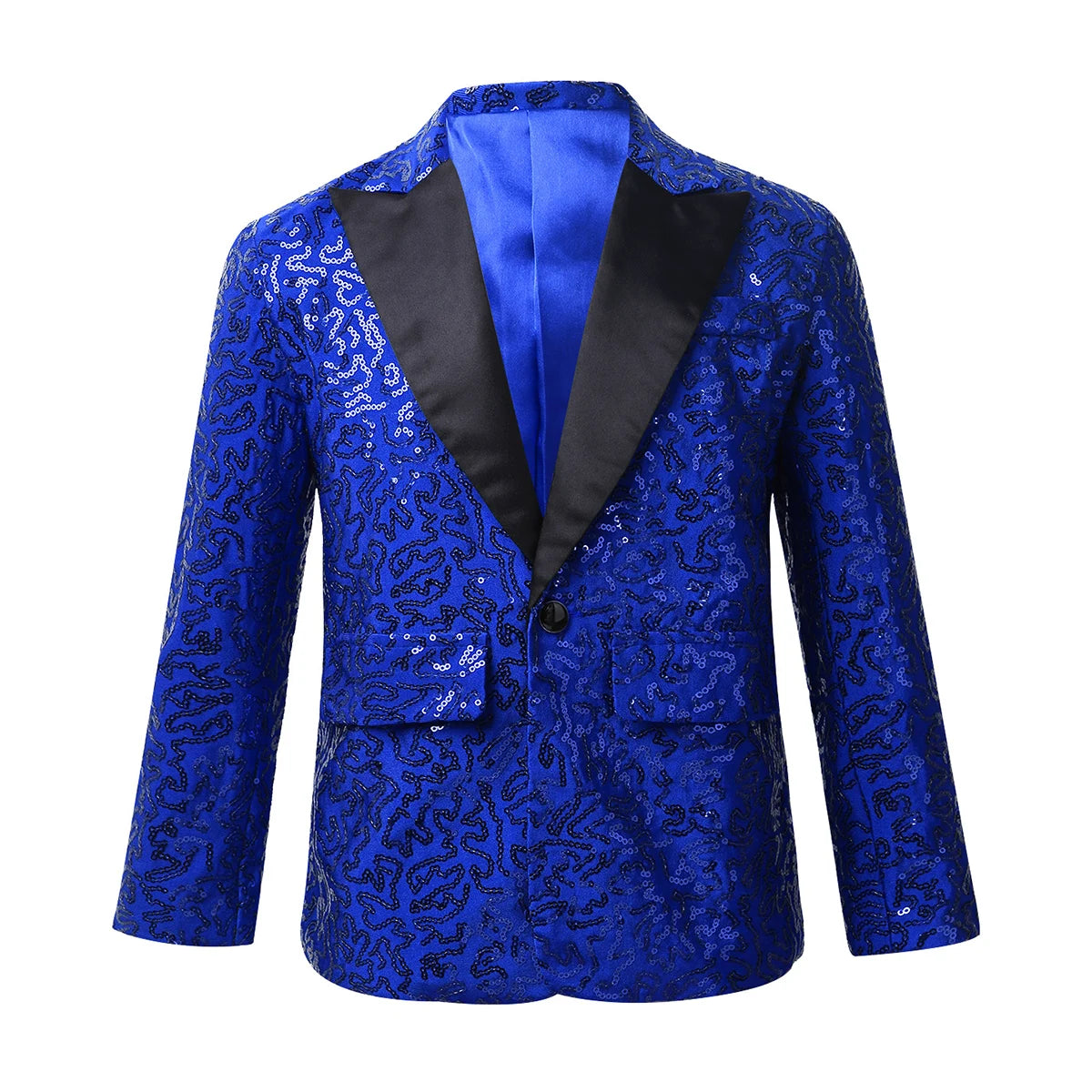Kids Boys Shiny Sequins Lapel Jacket Coat Blazer Tuxedo Costume Modern Jazz Latin Dance Costume Party Performance Tuxedo Suit