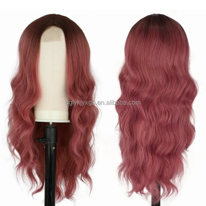 WL07 Small Area Lace Body Wave Synthetic Lace Wigs Lace Front Wigs Ombre Brown Mixed Blonde Water Wave Wig Women Hair