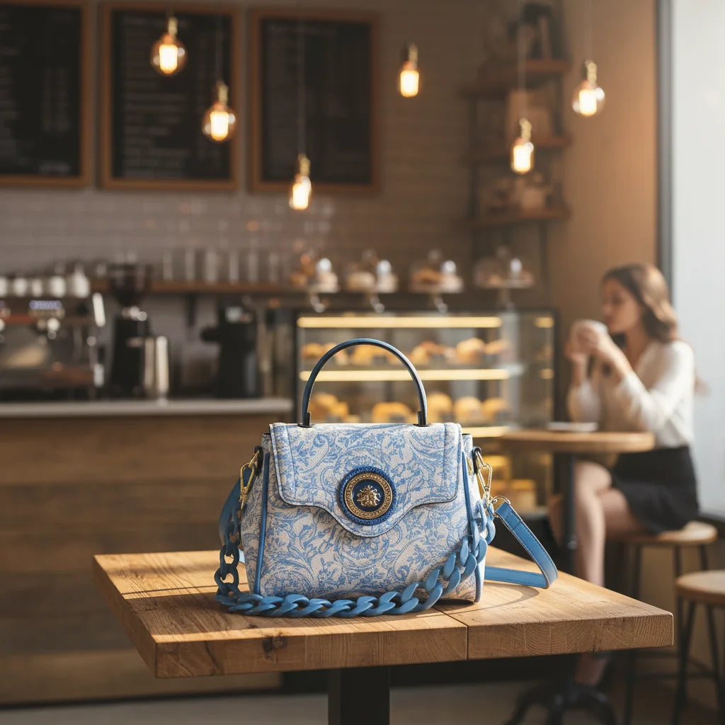 Ladysky Top Product Quality Fabric Handbag for Women Acranged Chain Head Female Bag Fashion Designer Bag with Boxes 24 cm