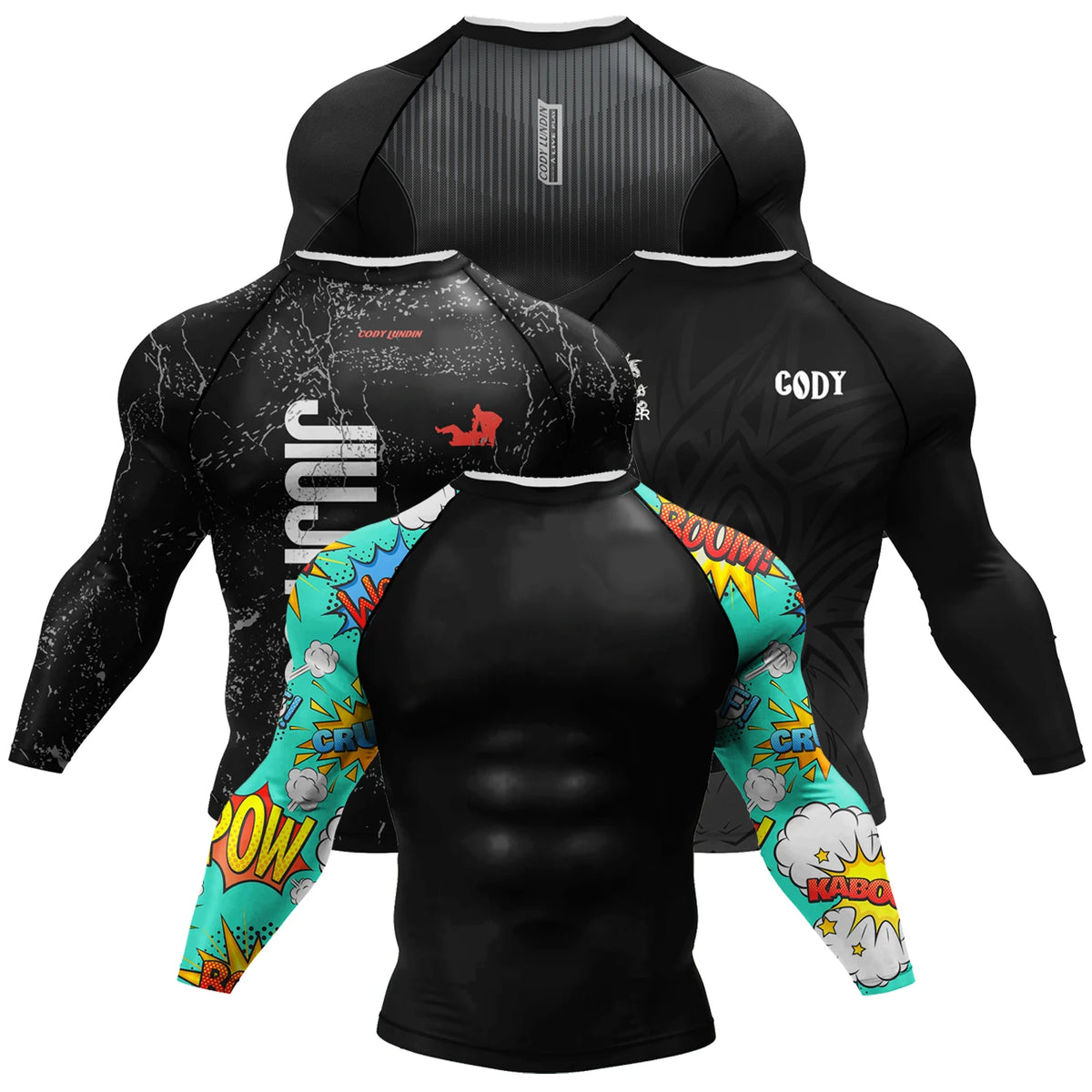Custom Sublimated Jiu Jitsu Rashguard Long Sleeve MMA BJJ Compression Shirt with Surf Logo Wholesale for Men