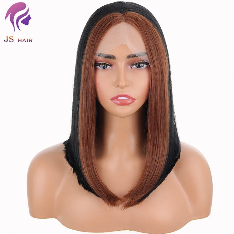 Hot Sale Hot Straight Bob Wigs for Women Black Synthetic Wig Shoulder Length Middle Parting Heat Resistant Wig for Cosplay