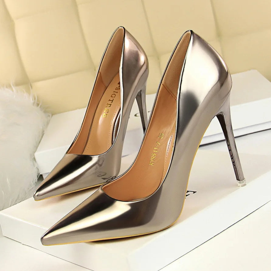 Anti-Slip High Top Low Moq Pumps Fashion High Heels Summer High Heel Wholesale Latest Spring Ladies Golden Pump Shoes