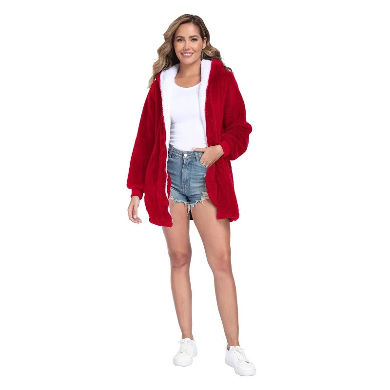 Free Shipping Athletic Zip up Hoodie Heavy Zip up Hoodie Long Zip up Hoodie Red Women