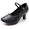 Outdoor Modern Dance Shoes Soft Soled Latin Women's Adult square Medium High Heels Dance Shoe