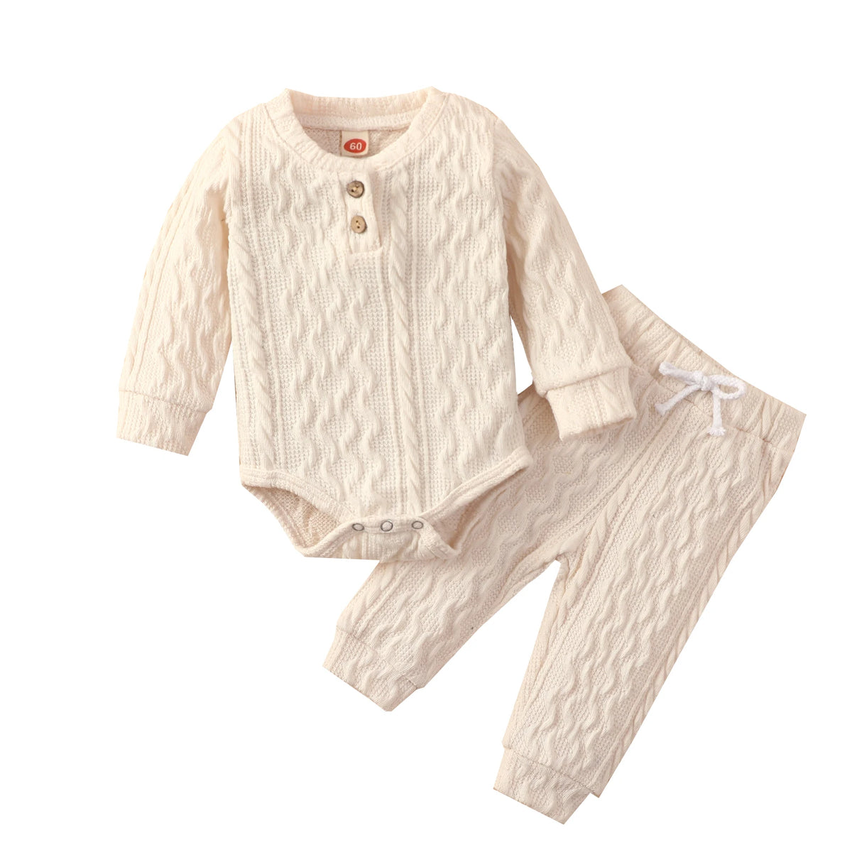Citgeett Autumn Solid Infant Baby Girl Romper Tops Pants Suit Long Sleeve Button Sweater Knitting Casual Trousers Clothes