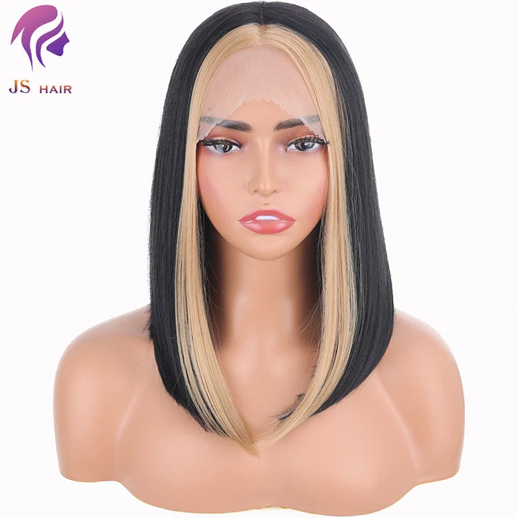 Hot Sale Hot Straight Bob Wigs for Women Black Synthetic Wig Shoulder Length Middle Parting Heat Resistant Wig for Cosplay