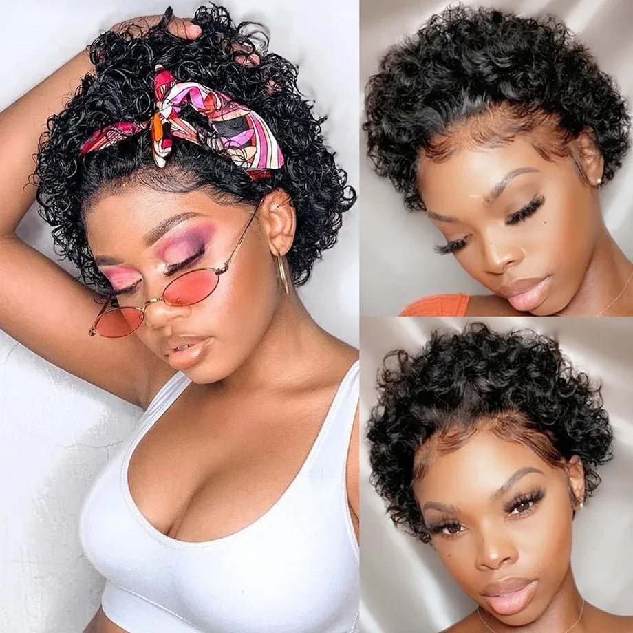 Cheap Brazilian Hair for Short Lace Front Wig 180% Density Virgin Remy for Lace Curly Bob