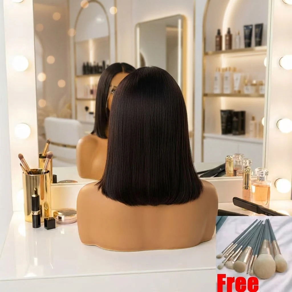 Top Grade 15A SDD Raw Virgin Vietnamese Bone Straight Human Hair Super Double Drawn Short Bob Wig Transparent Lace Front Wig