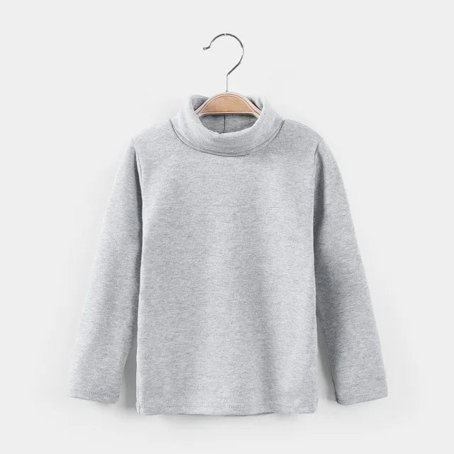 2024 Autumn Winter Girls Sweaters Cotton High Collar Boys Knitted Pullover Candy Color Kids Sweater Children's Clothing3-14Y