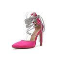 Sandalias De Damas Fancy Closed Toe Designer Strappy Lace up High Heels Shoes with Straps