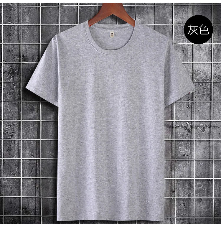 Wholesale Men Women Simple Solid Color Round Neck Men's Summer Short Sleeve Cotton T-shirt Tees Tops Clothes T-shirt